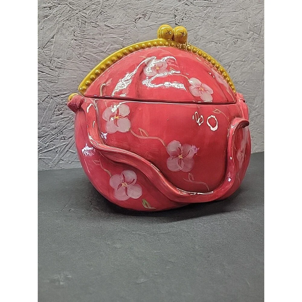 Certified International Cookie Jar Purse Shaped Floral Deb Collins‎